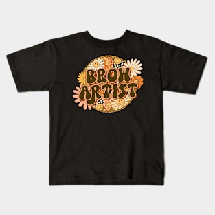 Brow Artist Retro Groovy Floral Leopard Kids T-Shirt